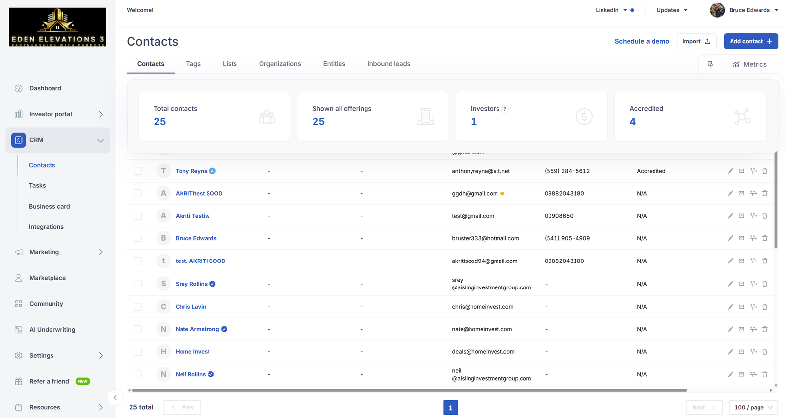 Investor CRM contact management